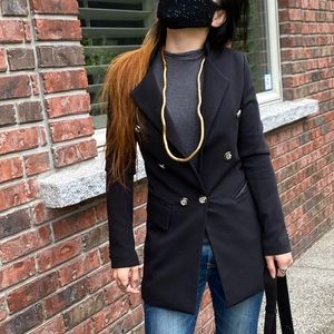 • Tailored Extra Long Black Blazer •